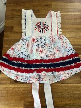 Girls Smocked Fireworks Ruffle Top